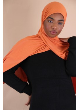 Hijab jersey côtelé -  Orange