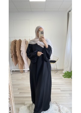 Abaya manches ballon - Noir