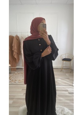 Abaya bouton doré - Noir