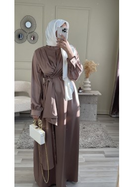 Satin wrap dress - Taupe