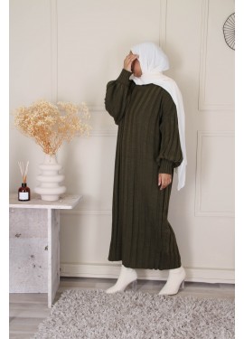 Cable sweater dress - kaki