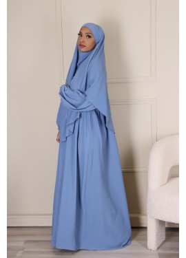 Abaya khimar multazima - Bleu