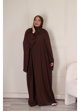 Abaya  hijab intégré - Choco