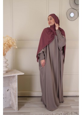 Elastic sleeve abaya - Taupe