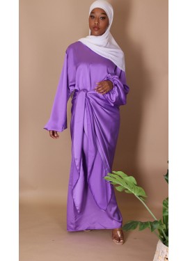 Satin sarong abaya - Purple