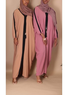 Abaya bi- colored  Old pink