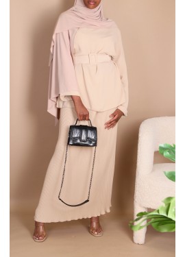 Pleated skirt set - beige