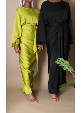 Abaya paréo satinée - Noir