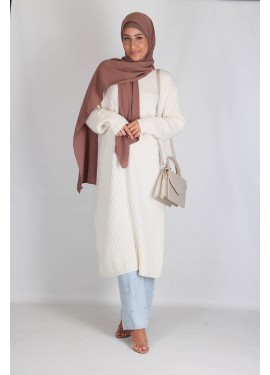 Long ribbed sweater - Ecru