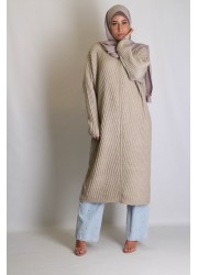 Long ribbed sweater - Beige
