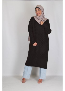 Long ribbed sweater - Black