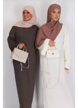 braided sweater dress - Ecru