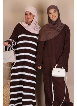 braided sweater dress - Brown