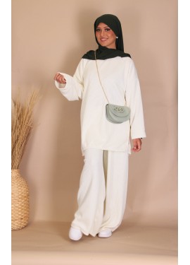 Ribbed crochet set - White
