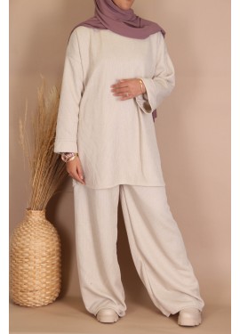 Ribbed crochet set - Beige