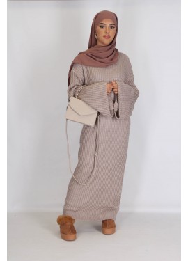 braided sweater dress -Taupe