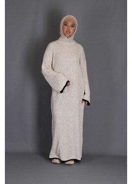 Two-tone sweater dress Beige