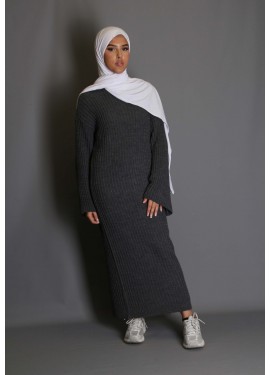 braided sweater dress - Grey