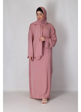 Robe hijab intégré - Rose