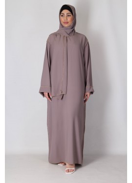 Integrated hijab dress - Taupe
