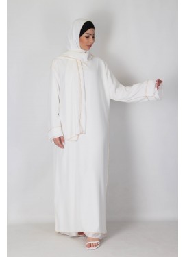 Integrated hijab dress - White